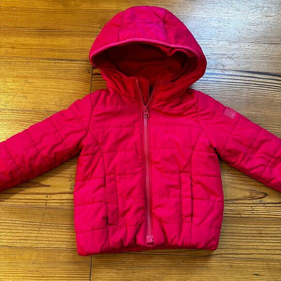 Gap pink hooded quilted full zip winter coat SIZE 2T - Picture 1 of 4